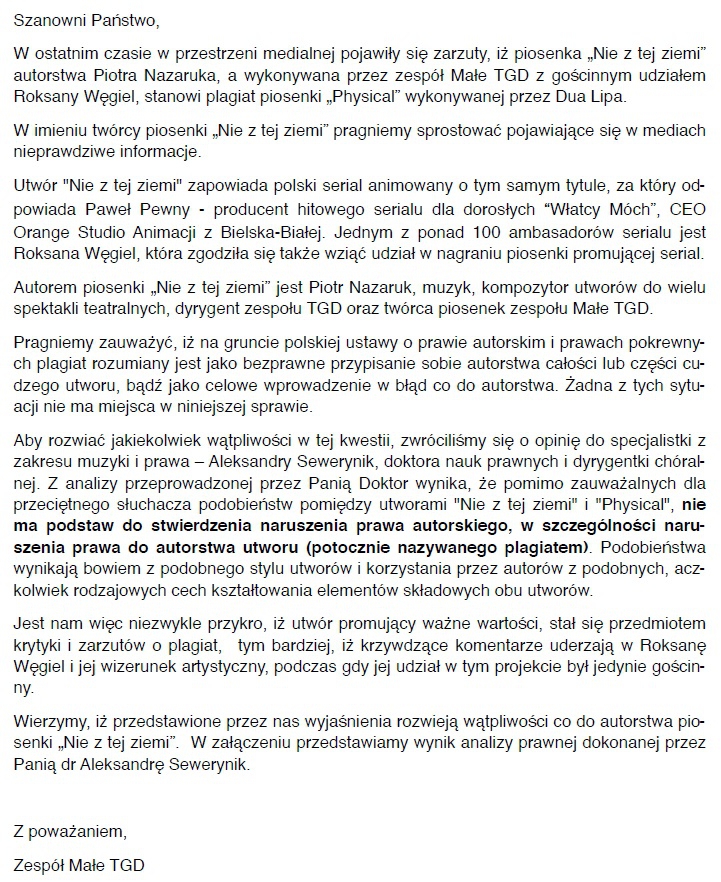 "Nie z tej ziemi" Roksany Węgiel i Małego TGD to kopia przeboju Duy Lipy? Opublikowano ekspertyzę