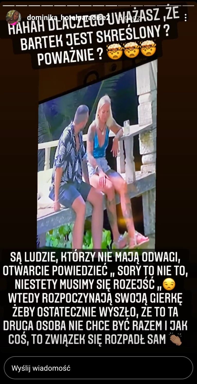 Dominika z "Hotelu Paradise" ostro o Arturze. Nie wytrzymała i zamieściła mocny komentarz. "Ale toxik"
