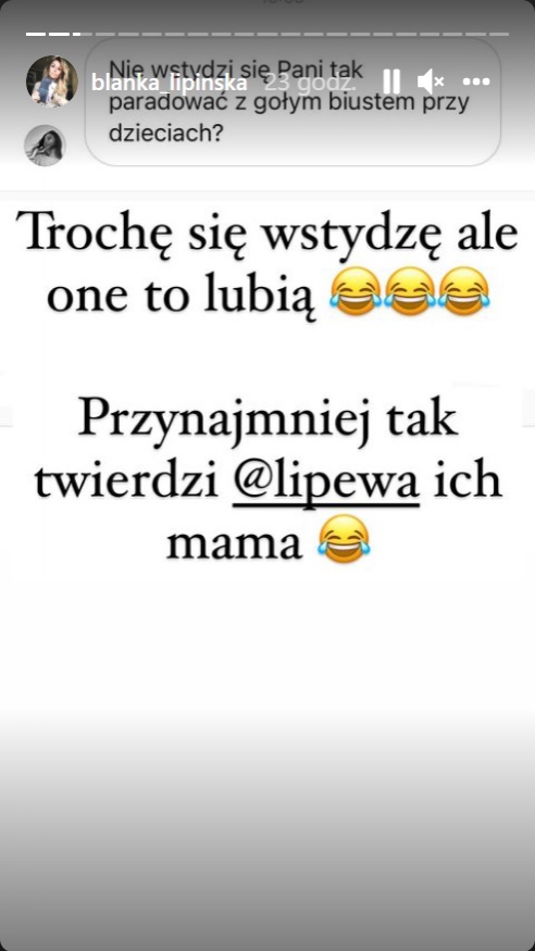 Blanka Lipińska "paraduje z gołym biustem" przy dzieciach. Internautka pyta o wstyd [ZDJĘCIA]