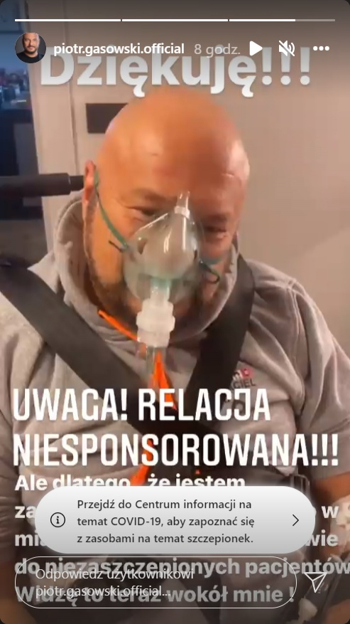 Piotr Gąsowski trafił do szpitala. Jest pod tlenem. Opublikował przejmującą wiadomość do fanów [FOTO]