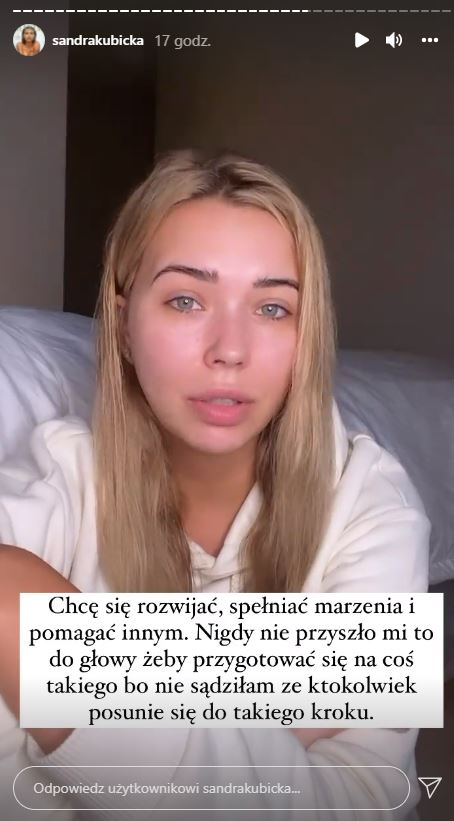 Sandra Kubicka zalewa się łzami na Instagramie. "Jest mi przykro"