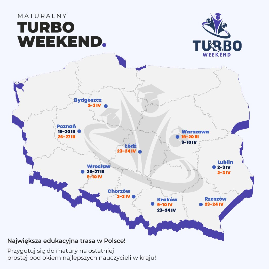 Maturalni.com ruszają z trasą TURBO WEEKEND - największych w Polsce powtórek maturalnych!
