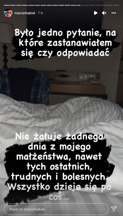 Marcin Hakiel długo zwlekał z odpowiedzią na to pytanie. Teraz odniósł się do zakończonego małżeństwa z Katarzyną Cichopek