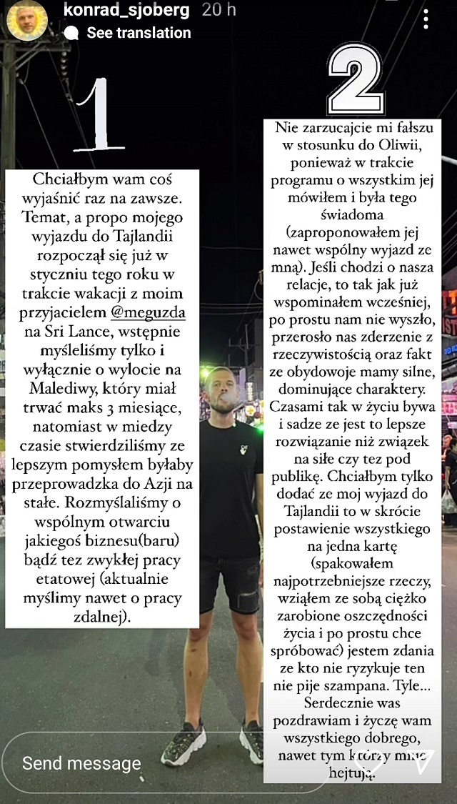 "Love Island". Konrad zakończył związek z Oliwią i wyjechał z kraju! Teraz tłumaczy się w sieci: "Nie zarzucajcie mi fałszu"