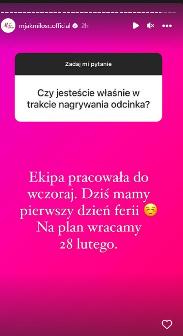 Przerwa w pracy na planie "M jak miłość". Produkcja odpowiada też na pytanie o... koniec serialu!