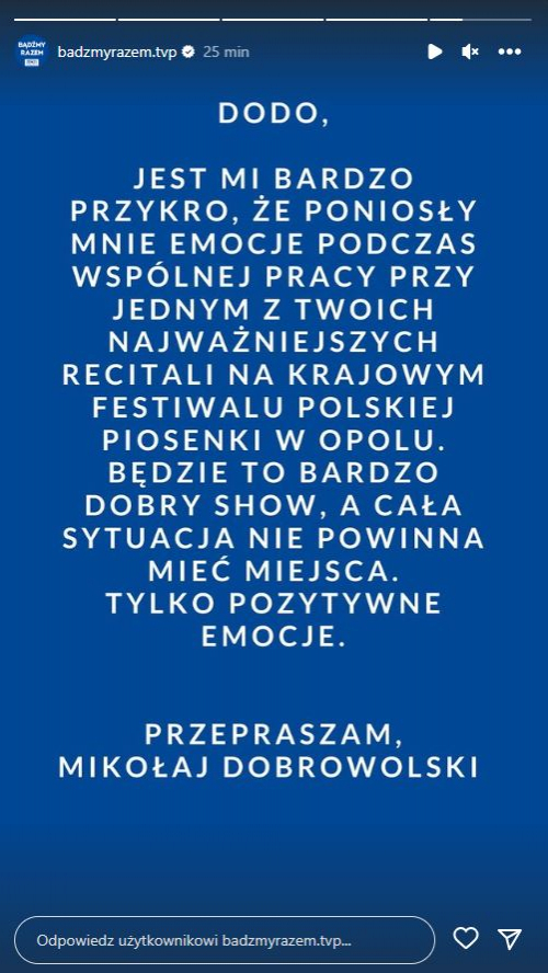 Reżyser przerwał milczenie. Wydał oświadczenie w sprawie nagranie Dody. "Jest mi bardzo przykro" [FOTO]