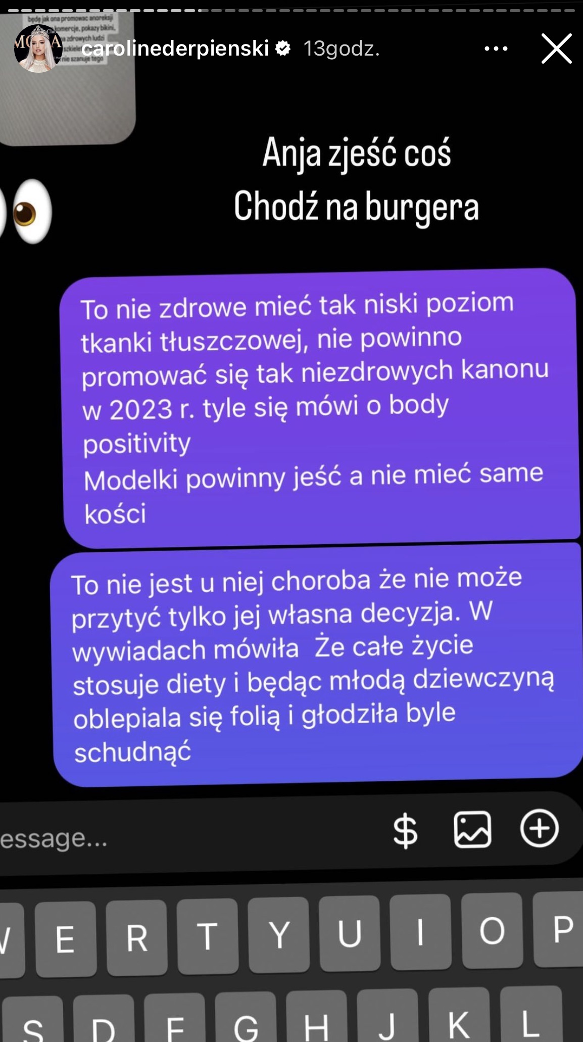 Caroline Derpienski nazwała Anję Rubik "szkieletorem". "Nie szanuję tego"