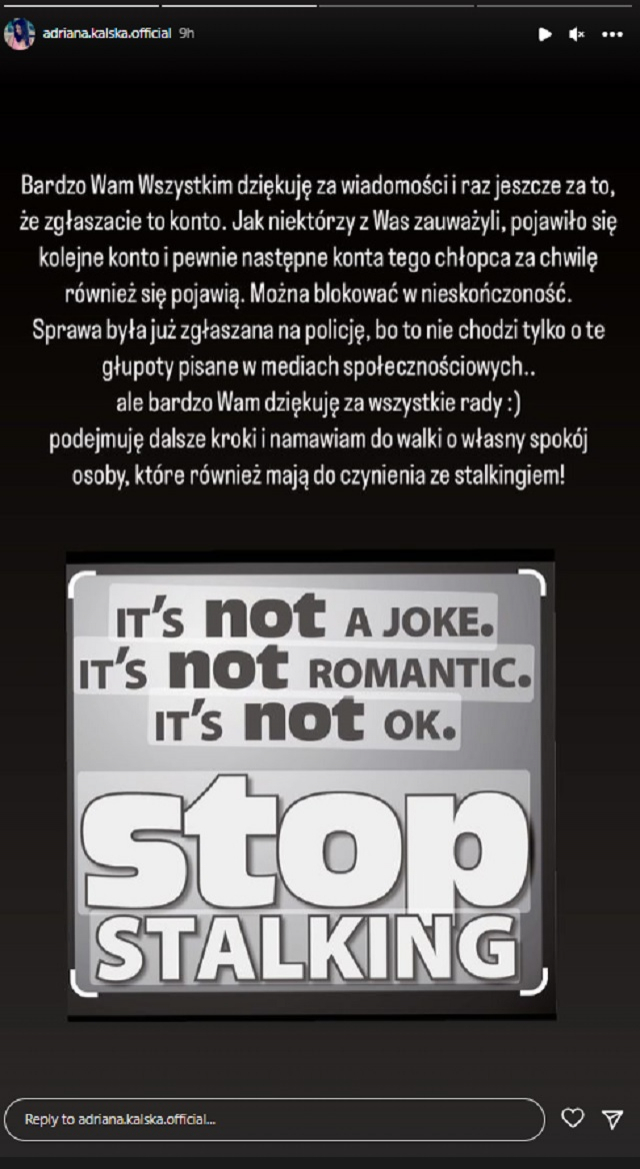 Adriana Kalska nękana przez stalkera. Aktorka zwróciła się do policji z prośbą o pomoc 