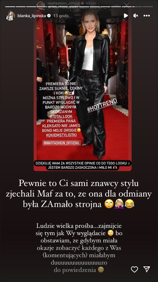Blanka Lipińska reaguje na krytykę jej kreacji. Dosadnie odpowiedziała hejterom 