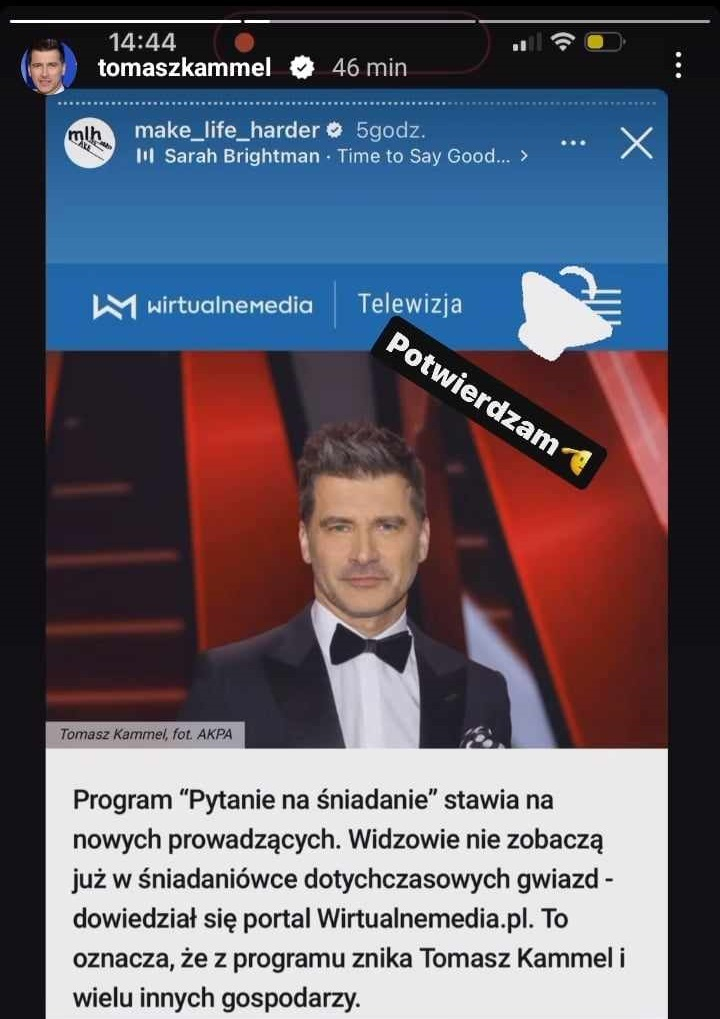 Tomasz Kammel przerwał milczenie. Tak komentuje rozstanie z "Pytaniem na śniadanie"