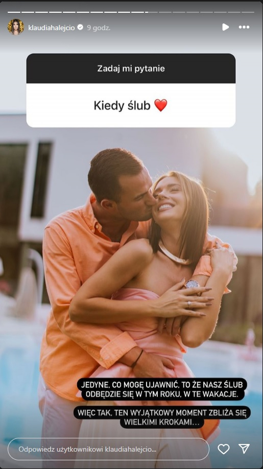 Klaudia Halejcio mówi o ślubie. Szykuje kilka kreacji. "Jestem pełna ekscytacji"