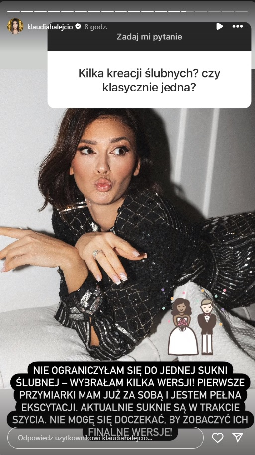 Klaudia Halejcio mówi o ślubie. Szykuje kilka kreacji. "Jestem pełna ekscytacji"