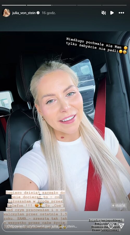 Julia von Stein wybuchła. Na Instagramie zalała się łzami. "Nikt we mnie nie wierzył"