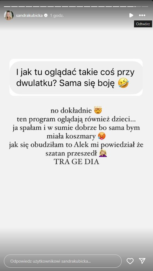 Sanda Kubicka grzmi na Instagramie. Chodzi o Eurowizję: "Ten konkurs spadł na dno"