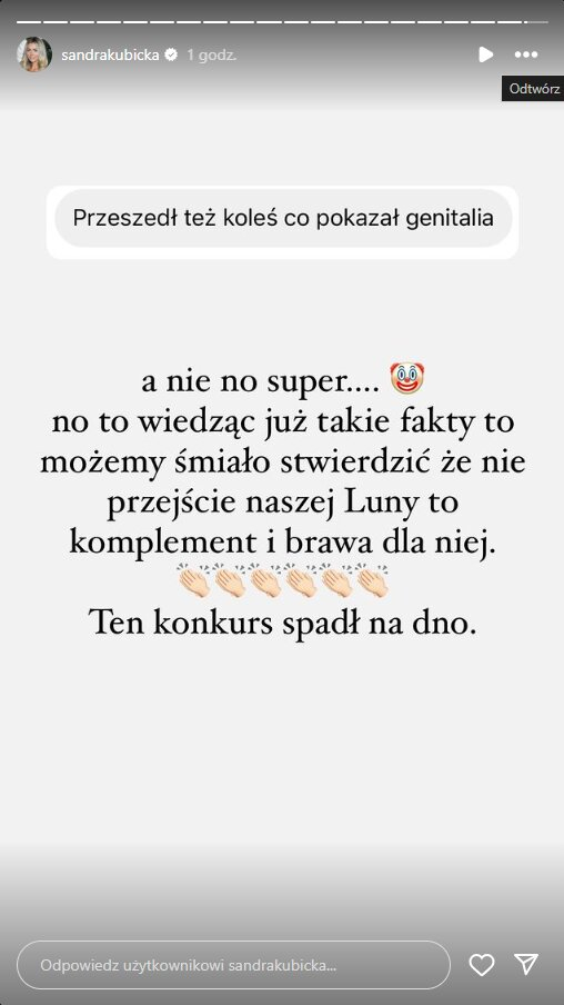 Sanda Kubicka grzmi na Instagramie. Chodzi o Eurowizję: "Ten konkurs spadł na dno"