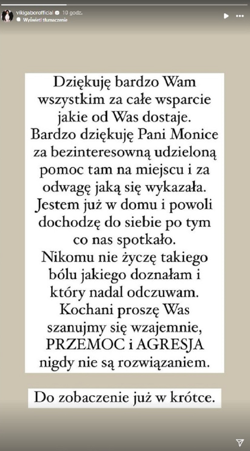 Atak na Viki Gabor i jej ojca. Wokalistka wydała oświadczenie. "Nikomu nie życzę takiego bólu"