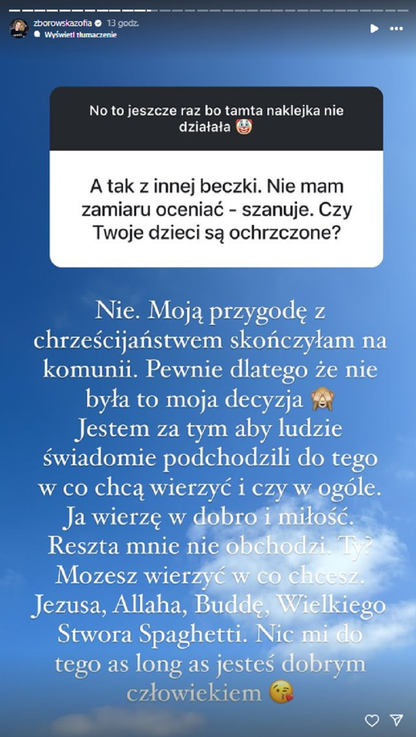 Zofia Zborowska-Wrona nie ochrzciła córek. Tak tłumaczyła podjętą decyzję 