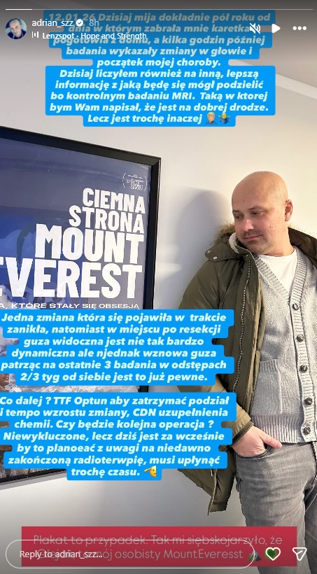Adrian ze „Ślubu od pierwszego wejrzenia” przekazał nowe wieści. Mowa o wznowie guza