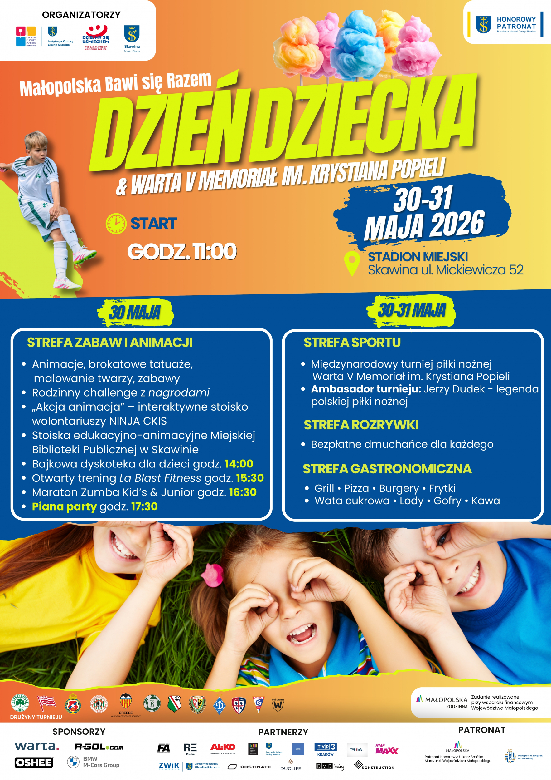 Warta V Memoriał im. Krystiana Popieli & Skawiński Dzień Dziecka, 30-31 maja 2026 r. Stadion Miejski w Skawinie